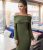 Wool Long Off Shoulder Green Dress